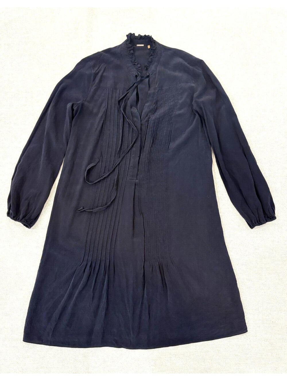 Pre-Owned Elie Tahari Blue Size Small Knee Length Long Sleeve Dress 100% Silk